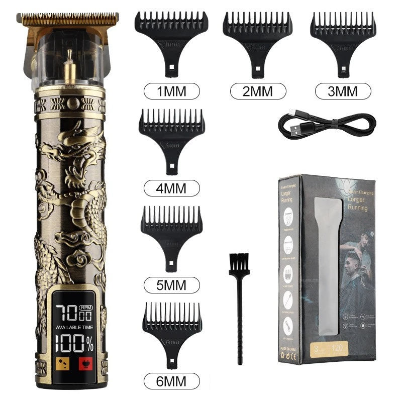 Electric Hair Clipper Professional Men'S Hair Clipper LCD Display T-Blade Trimmer Zero Gap Cordless Rechargeable Men'S Trimmer G
