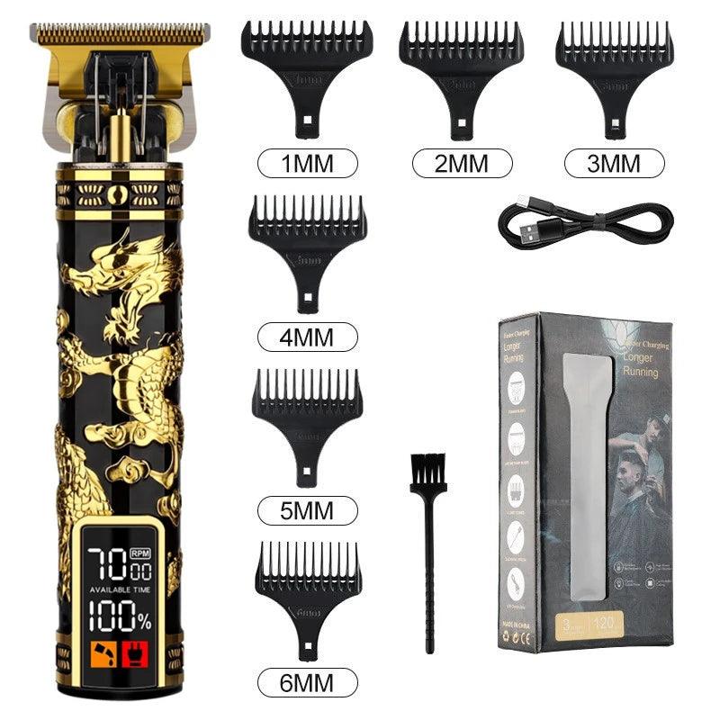 Electric Hair Clipper Professional Men'S Hair Clipper LCD Display T-Blade Trimmer Zero Gap Cordless Rechargeable Men'S Trimmer G