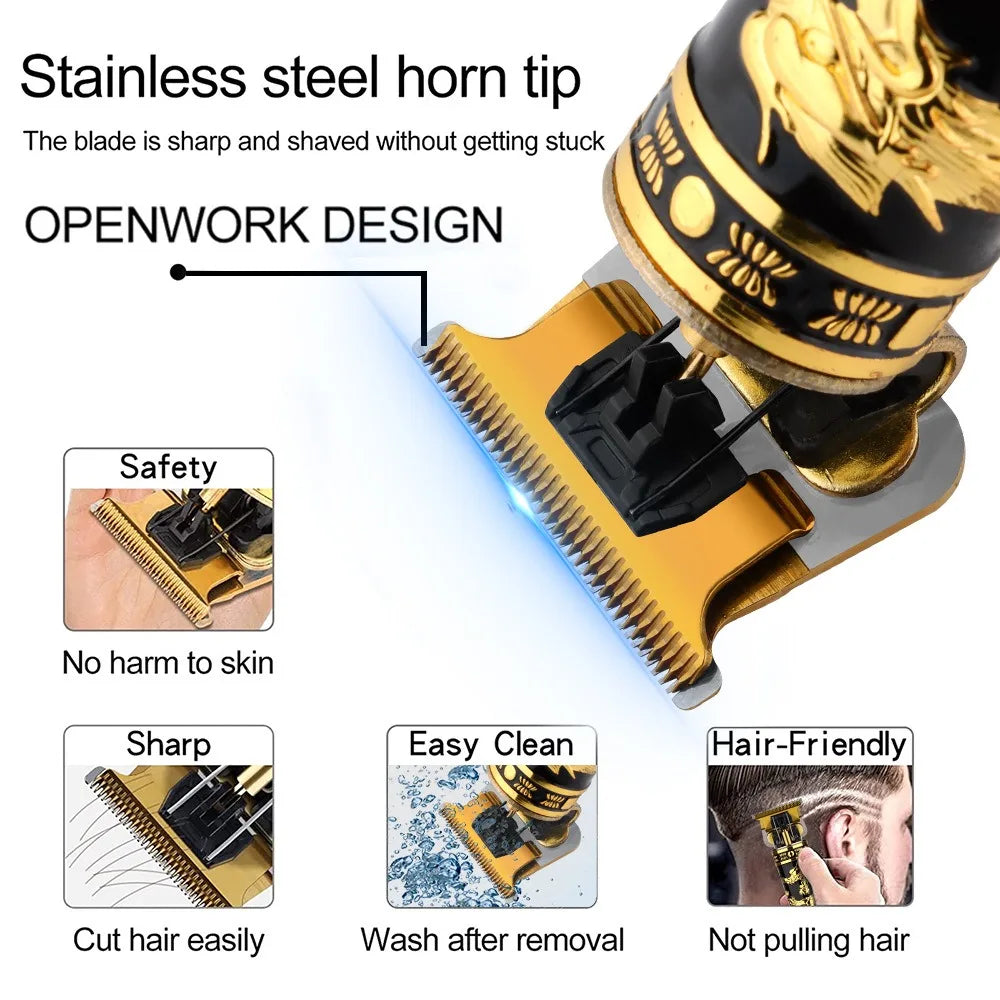Electric Hair Clipper Professional Men'S Hair Clipper LCD Display T-Blade Trimmer Zero Gap Cordless Rechargeable Men'S Trimmer G
