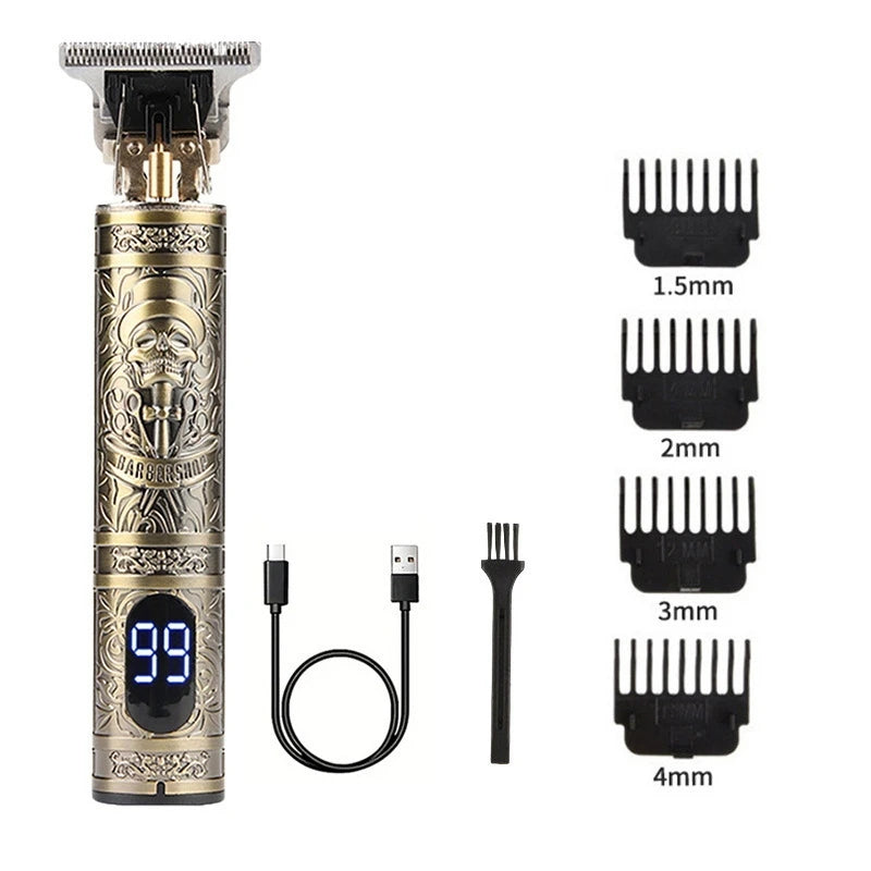 Electric Hair Clipper Professional Men'S Hair Clipper LCD Display T-Blade Trimmer Zero Gap Cordless Rechargeable Men'S Trimmer G
