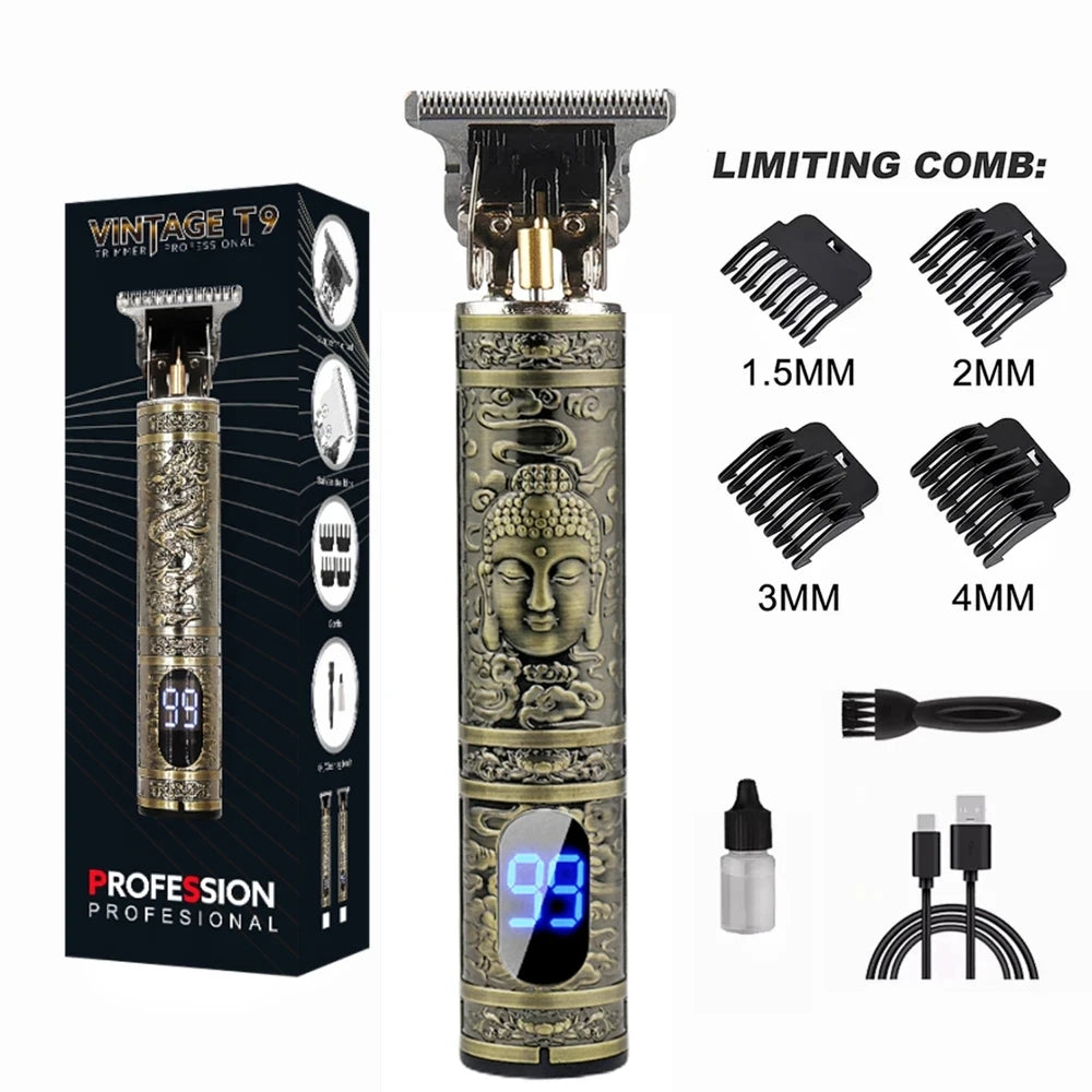 Electric Hair Clipper Professional Men'S Hair Clipper LCD Display T-Blade Trimmer Zero Gap Cordless Rechargeable Men'S Trimmer G