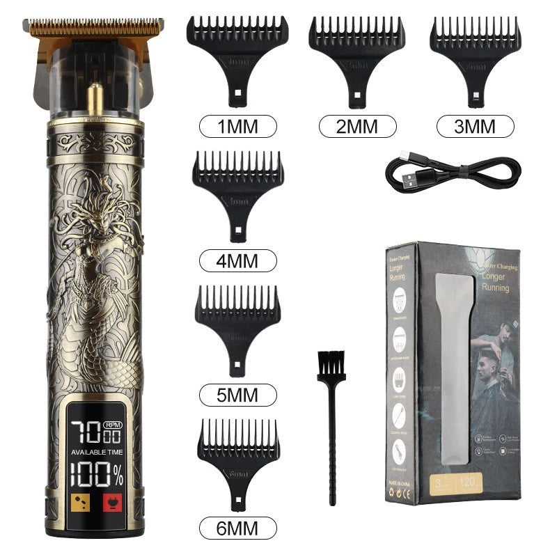 Electric Hair Clipper Professional Men'S Hair Clipper LCD Display T-Blade Trimmer Zero Gap Cordless Rechargeable Men'S Trimmer G