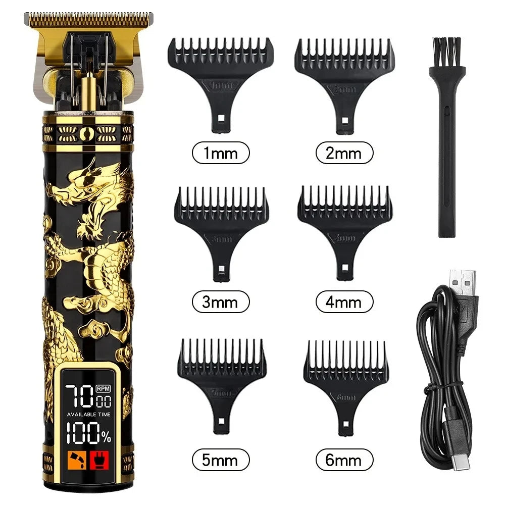 Electric Hair Clipper Professional Men'S Hair Clipper LCD Display T-Blade Trimmer Zero Gap Cordless Rechargeable Men'S Trimmer G