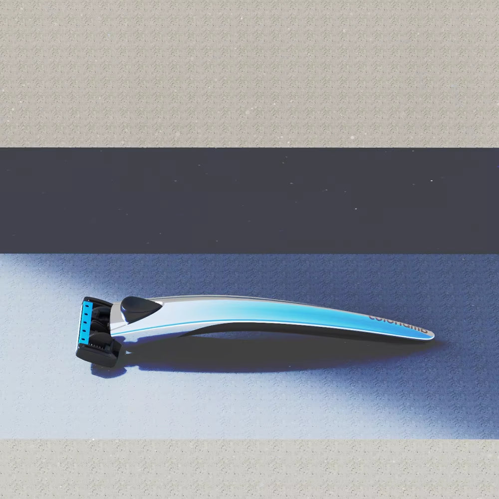 Metal Handle Manual Razor for Men Shaving Barber Classy Silver Color Shaver with 5 Blades Cartridge Set