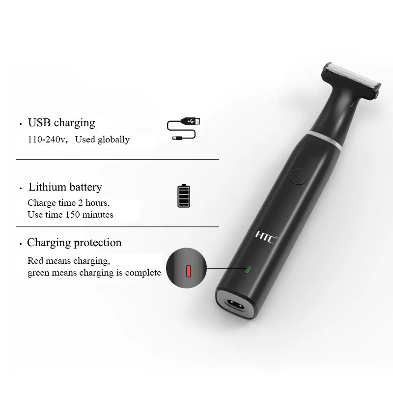 Men'S Electric Groin Hair Trimmer Pubic Hair Trimmer Body Grooming Clipper for Men Bikini Epilator Rechargeable Shaver Razor