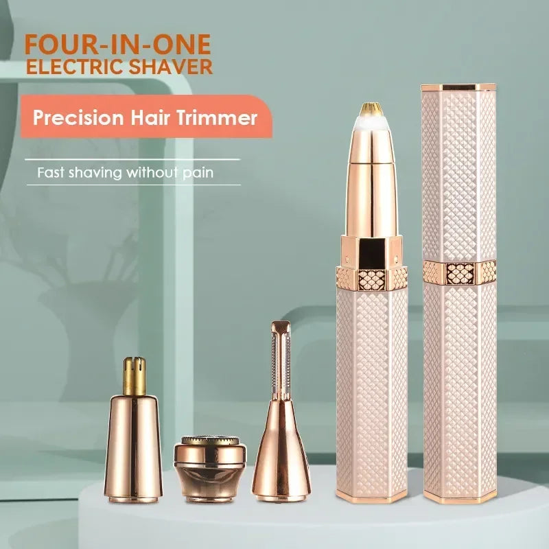 4 in 1 Facial Electric Shaver for Women Eyebrow Trimmer Body Epilator Rechargeable Painless Eyebrow Nose Bikini Hair Epilator